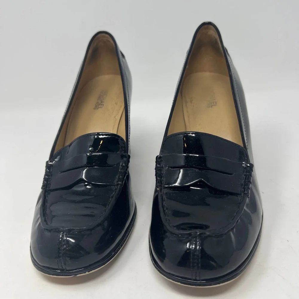 Michael Kors Patent Leather penny loafers with heels women size 7M - Picture 1 of 8